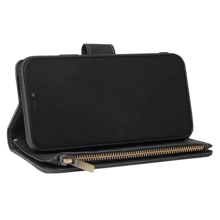 Multifunctional Retro Frosted Horizontal Flip Leather Case with Card Slot & Holder & Zipper Wallet & Photo Frame & Lanyard