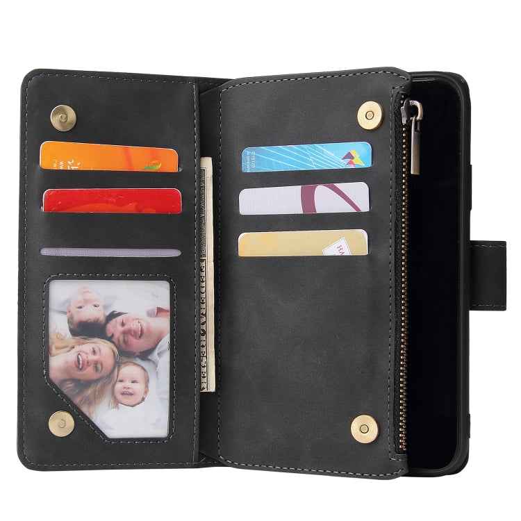 Multifunctional Retro Frosted Horizontal Flip Leather Case with Card Slot & Holder & Zipper Wallet & Photo Frame & Lanyard