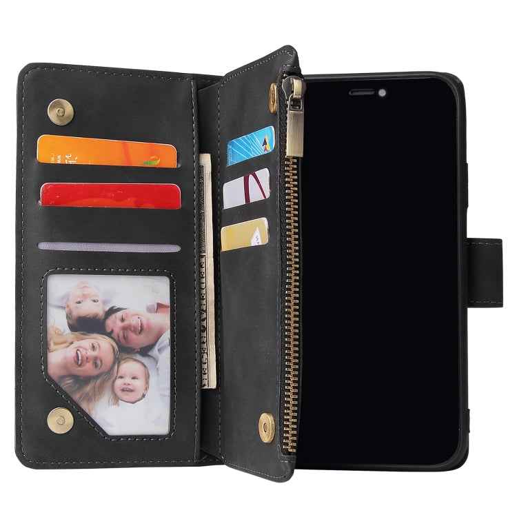 Multifunctional Retro Frosted Horizontal Flip Leather Case with Card Slot & Holder & Zipper Wallet & Photo Frame & Lanyard
