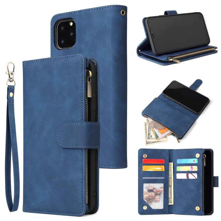 Multifunctional Retro Frosted Horizontal Flip Leather Case with Card Slot & Holder & Zipper Wallet & Photo Frame & Lanyard