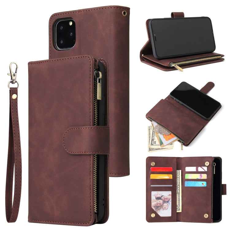 Multifunctional Retro Frosted Horizontal Flip Leather Case with Card Slot & Holder & Zipper Wallet & Photo Frame & Lanyard