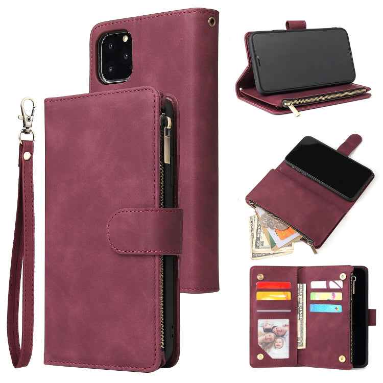 Multifunctional Retro Frosted Horizontal Flip Leather Case with Card Slot & Holder & Zipper Wallet & Photo Frame & Lanyard