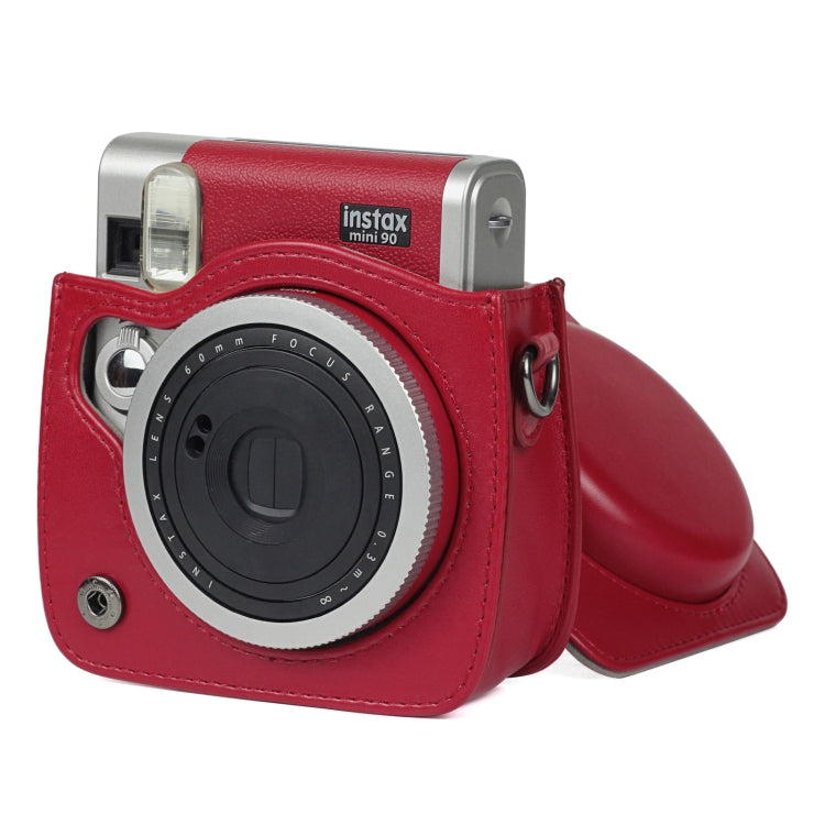 Solid Color PU Camera Bag with Shoulder Strap for Fujifilm Instax mini 90, For Fujifilm Instax mini 90
