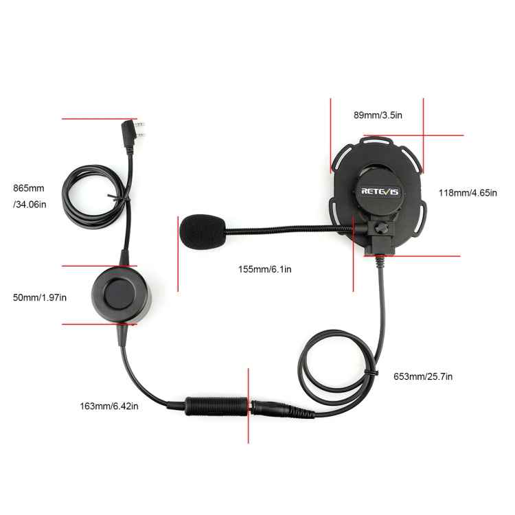 RETEVIS EH060K 2 Pin PPT Waterproof Tactical Military Headphone Microphone