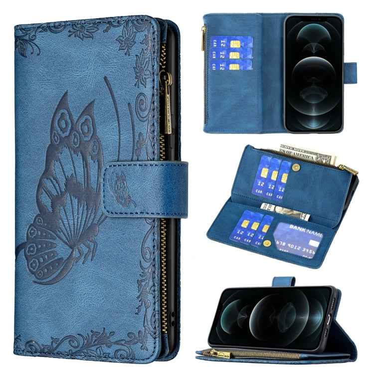 Flying Butterfly Embossing Pattern Zipper Horizontal Flip Leather Case with Holder & Card Slots & Wallet, For iPhone 12, For iPhone 12 Pro, For iPhone 12 Pro Max, For Nokia 1.4, For Nokia 3.4