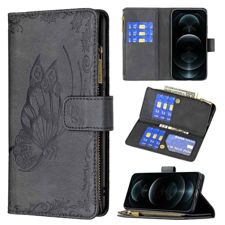 Flying Butterfly Embossing Pattern Zipper Horizontal Flip Leather Case with Holder & Card Slots & Wallet, For iPhone 12, For iPhone 12 Pro, For iPhone 12 Pro Max, For Nokia 1.4, For Nokia 3.4