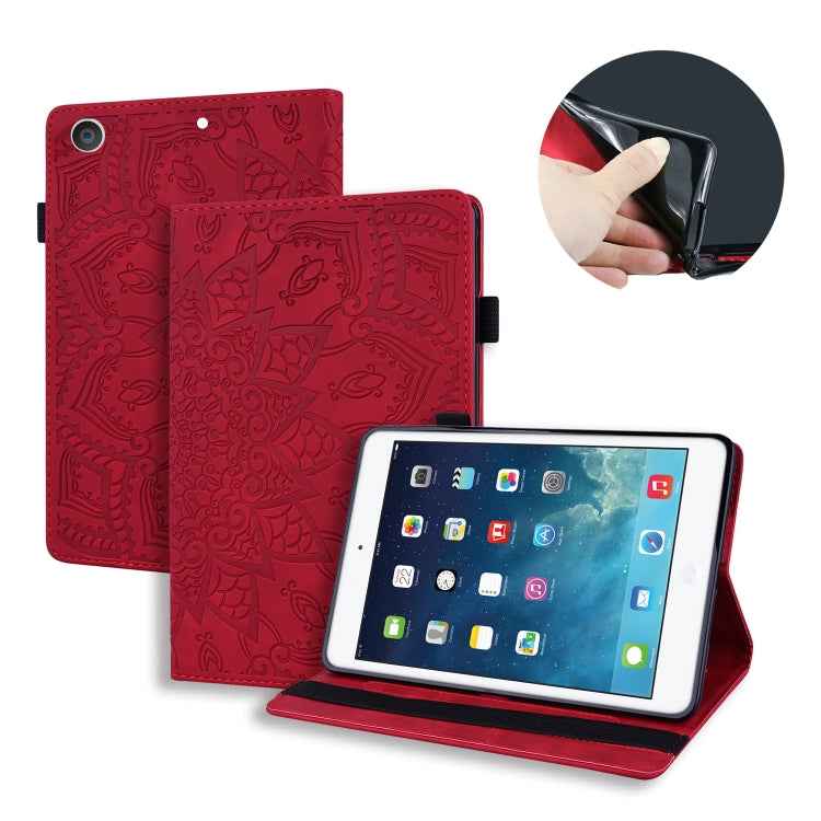 Calf Pattern Double Folding Design Embossed Leather Case with Holder & Card Slots & Pen Slot & Elastic Band