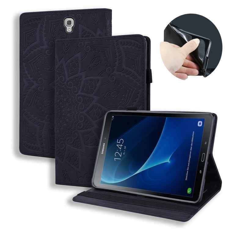 Calf Pattern Double Folding Design Embossed Leather Case with Holder & Card Slots & Pen Slot & Elastic Band