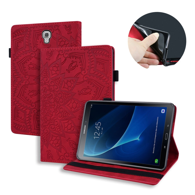 Calf Pattern Double Folding Design Embossed Leather Case with Holder & Card Slots & Pen Slot & Elastic Band