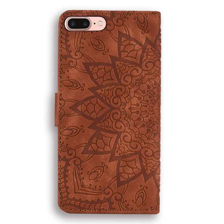 Calf Pattern Diamond Mandala Double Folding Design Embossed Leather Case with Wallet & Holder & Card Slots