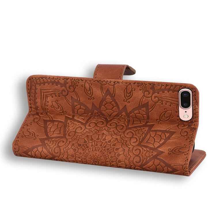 Calf Pattern Diamond Mandala Double Folding Design Embossed Leather Case with Wallet & Holder & Card Slots