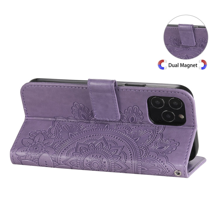 7-petal Flowers Embossing Pattern Horizontal Flip PU Leather Case with Holder & Card Slots & Wallet & Photo Frame, For iPhone 11, For iPhone 11 Pro, For iPhone 11 Pro Max, For iPhone 12 mini, For iPhone 12 / 12 Pro, For iPhone 12 Pro Max