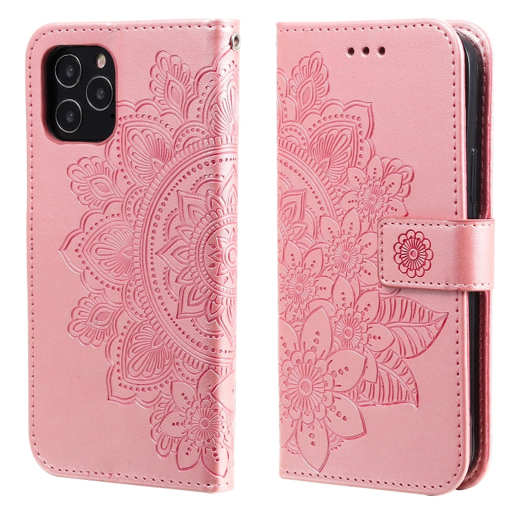 7-petal Flowers Embossing Pattern Horizontal Flip PU Leather Case with Holder & Card Slots & Wallet & Photo Frame, For iPhone 11, For iPhone 11 Pro, For iPhone 11 Pro Max, For iPhone 12 mini, For iPhone 12 / 12 Pro, For iPhone 12 Pro Max