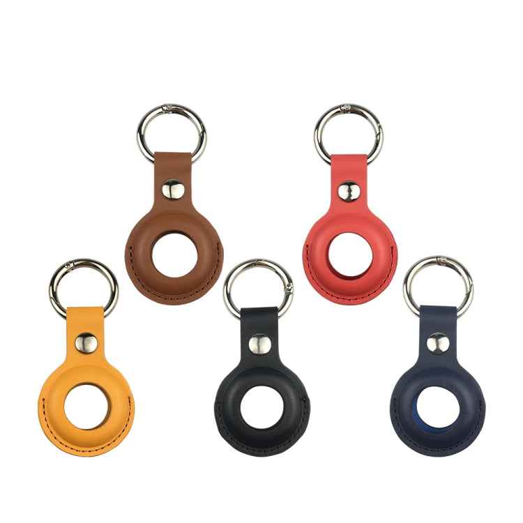 Shockproof Anti-scratch Leather Protective Case Cover Key Chain with Hang Loop For AirTag 2nd Gen / AirTag 1st Gen