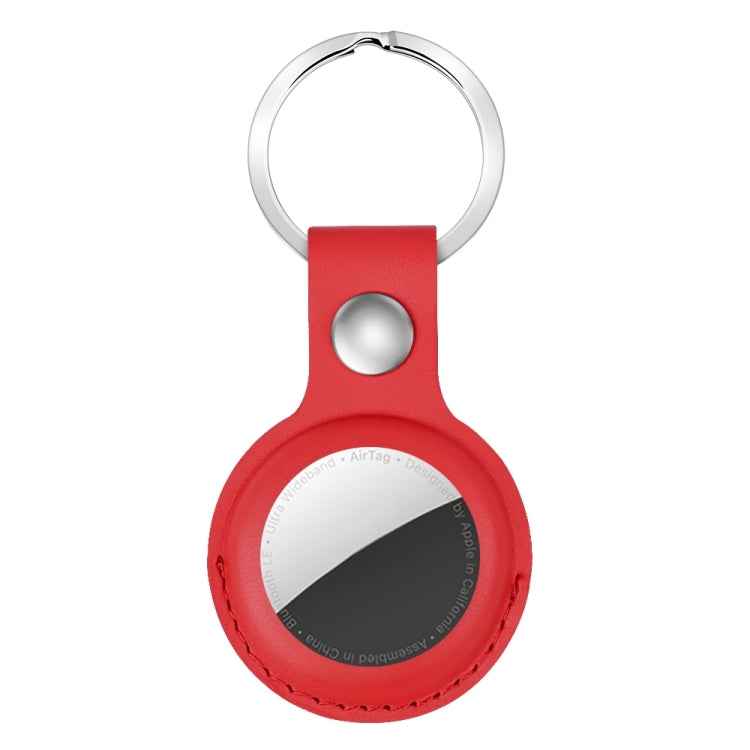 For AirTag 2nd Gen / AirTag 1st Gen Shockproof Anti-scratch Leather Protective Case Cover with Hang Loop Key Chain