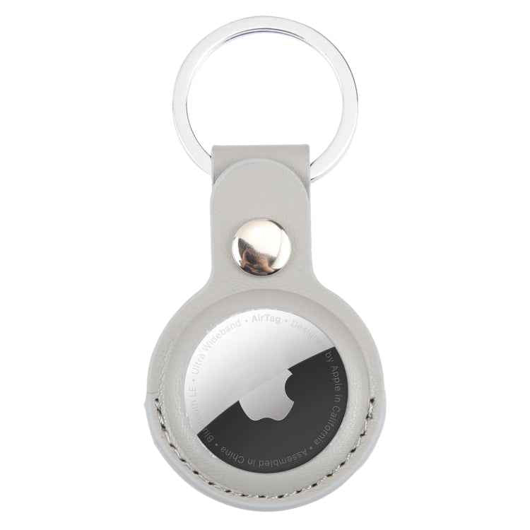 For AirTag 2nd Gen / AirTag 1st Gen Shockproof Anti-scratch Leather Protective Case Cover with Hang Loop Key Chain