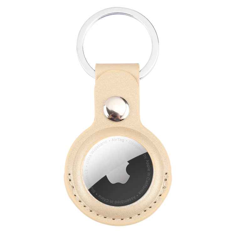For AirTag 2nd Gen / AirTag 1st Gen Shockproof Anti-scratch Leather Protective Case Cover with Hang Loop Key Chain