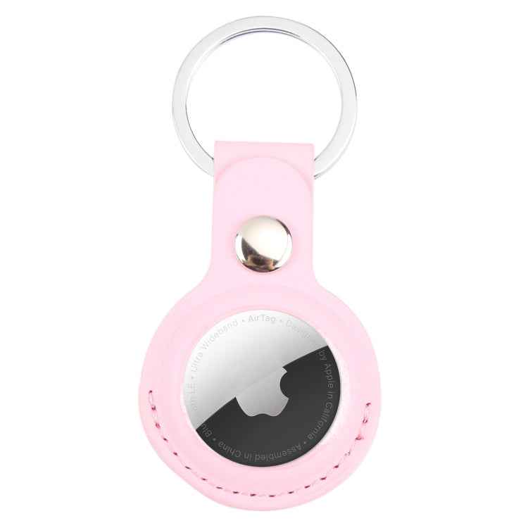 For AirTag 2nd Gen / AirTag 1st Gen Shockproof Anti-scratch Leather Protective Case Cover with Hang Loop Key Chain