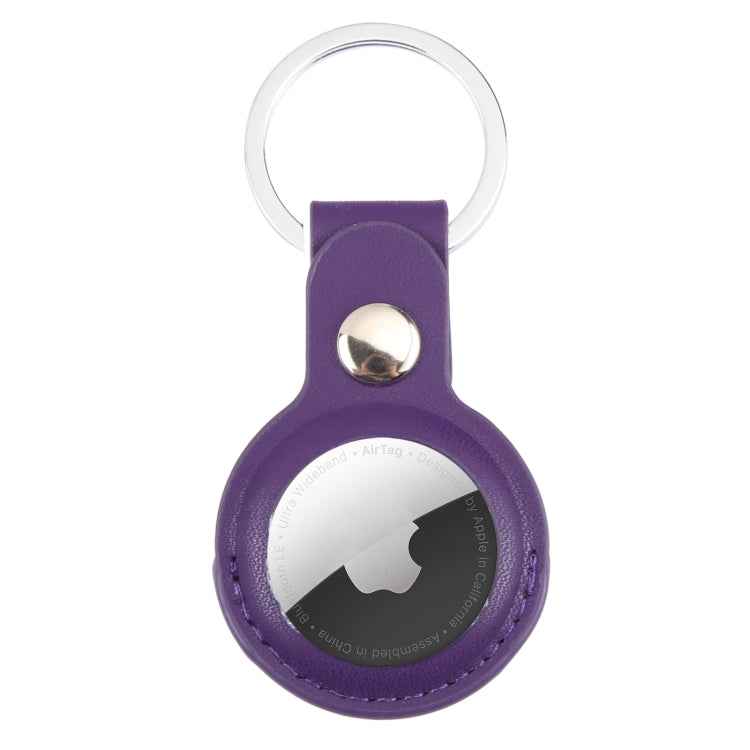 For AirTag 2nd Gen / AirTag 1st Gen Shockproof Anti-scratch Leather Protective Case Cover with Hang Loop Key Chain