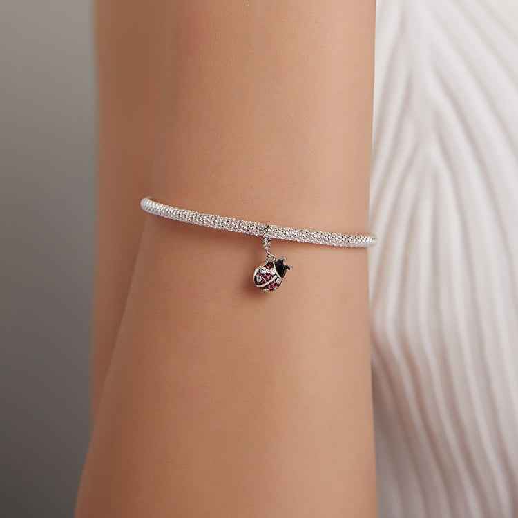 S925 Sterling Silver Ladybug Pendant DIY Bracelet Necklace Accessories, Ladybug Pendant
