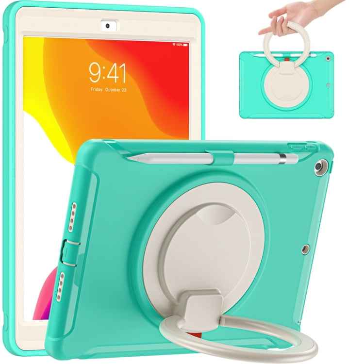 Shocproof Silicone + PC Protective Case with 360 Degree Rotation Foldable Handle Grip Holder & Pen Slot, For iPad 10.2 2021 / 2020 / 2019