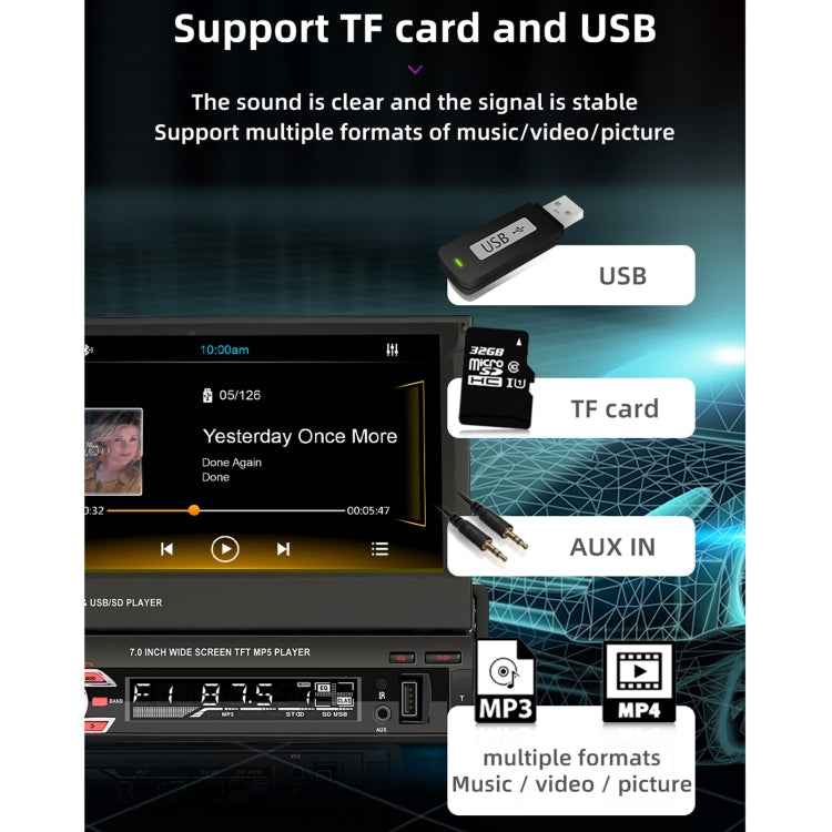 9601C HD 7 inch Fully Automatic Car MP5 Player GPS Navigation Bluetooth Radio, Support Mirror Link & FM & TF Card & USB