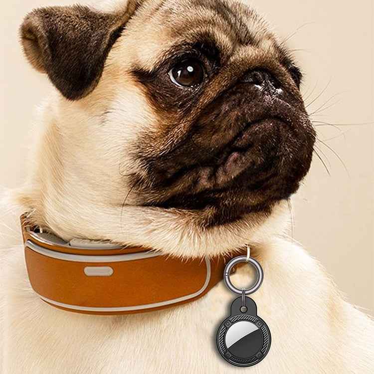 Round Shape Carbon Fiber Anti-fall Case with Keychain Ring for AirTag 2nd Gen / AirTag 1st Gen