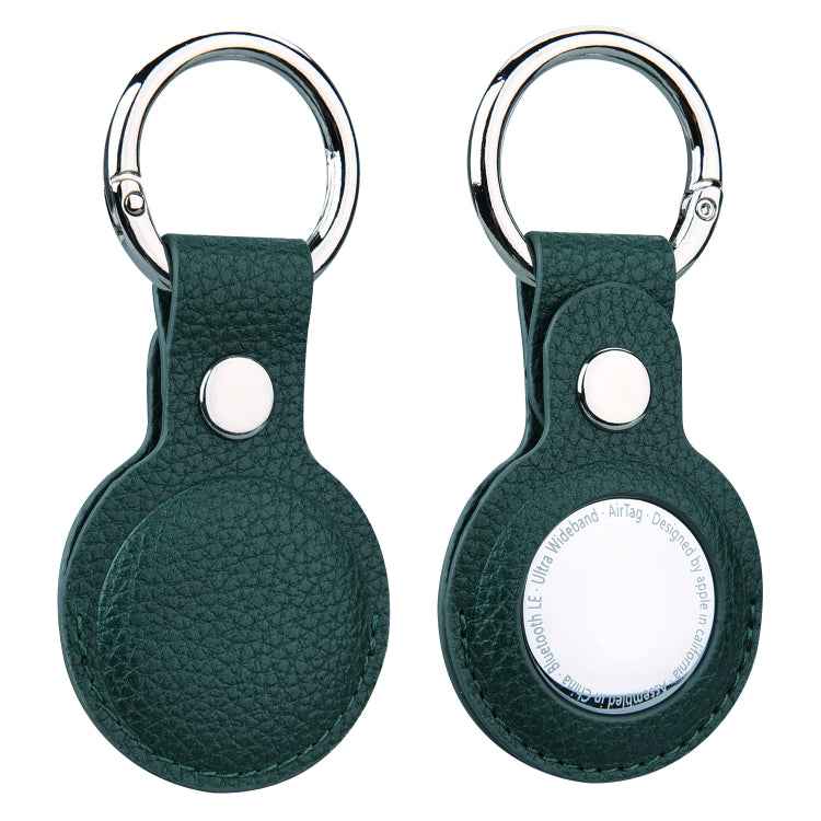 Litchi Texture Leather Protective Case with Key Ring for AirTag 2nd Gen / AirTag 1st Gen