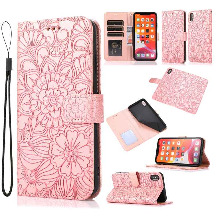 Skin Feel Embossed Sunflower Horizontal Flip Leather Case with Holder & Card Slots & Wallet & Lanyard, For iPhone X / XS, For iPhone XS Max, For iPhone 6 / 6s, For iPhone 6 Plus / 6s Plus, For iPhone 7 Plus / 8 Plus, For iPhone 7 / 8 / SE(2020)