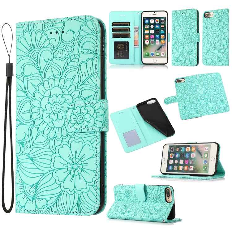 Skin Feel Embossed Sunflower Horizontal Flip Leather Case with Holder & Card Slots & Wallet & Lanyard, For iPhone X / XS, For iPhone XS Max, For iPhone 6 / 6s, For iPhone 6 Plus / 6s Plus, For iPhone 7 Plus / 8 Plus, For iPhone 7 / 8 / SE(2020)