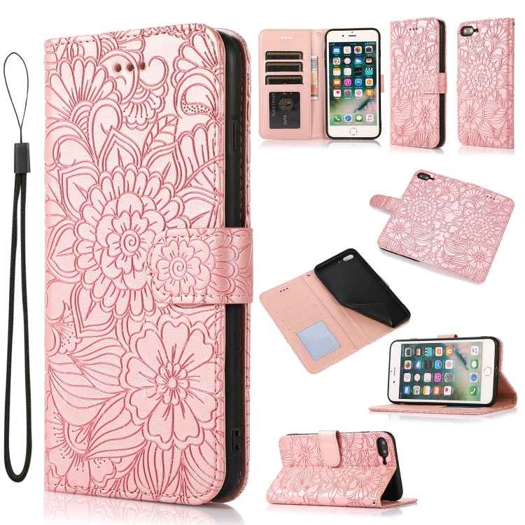Skin Feel Embossed Sunflower Horizontal Flip Leather Case with Holder & Card Slots & Wallet & Lanyard, For iPhone X / XS, For iPhone XS Max, For iPhone 6 / 6s, For iPhone 6 Plus / 6s Plus, For iPhone 7 Plus / 8 Plus, For iPhone 7 / 8 / SE(2020)