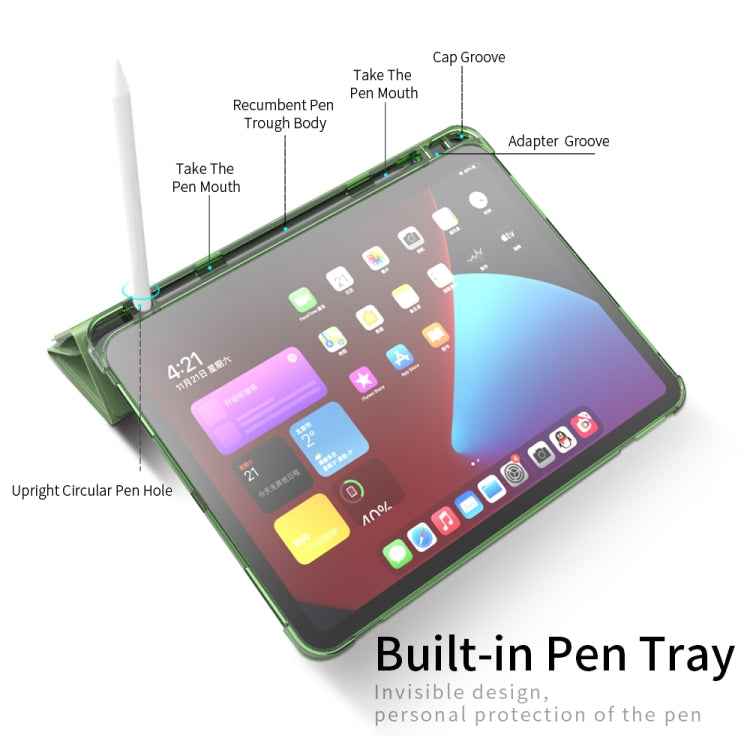 Multi-folding Horizontal Flip PU Leather + TPU Aitbag Shockproof Half Paste Case with Holder & Pen Slot & Sleep / Wake-up Function, For iPad Pro 11 2022 / 2020/2021