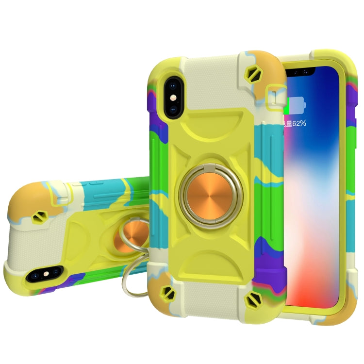 Shockproof Silicone + PC Protective Case with Dual-Ring Holder, For iPhone 6/6s/7/8/SE 2022 / SE 2020, For iPhone 6 Plus/6s Plus/7 Plus/8 Plus, For iPhone X / XS, For iPhone XR