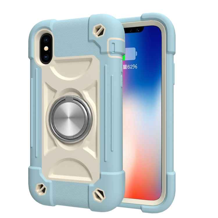 Shockproof Silicone + PC Protective Case with Dual-Ring Holder, For iPhone XS Max, For iPhone 11, For iPhone 11 Pro Max, For iPhone 12 mini