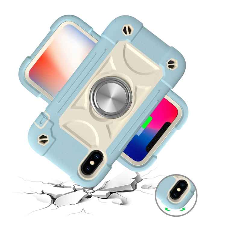 Shockproof Silicone + PC Protective Case with Dual-Ring Holder, For iPhone XS Max, For iPhone 11, For iPhone 11 Pro Max, For iPhone 12 mini