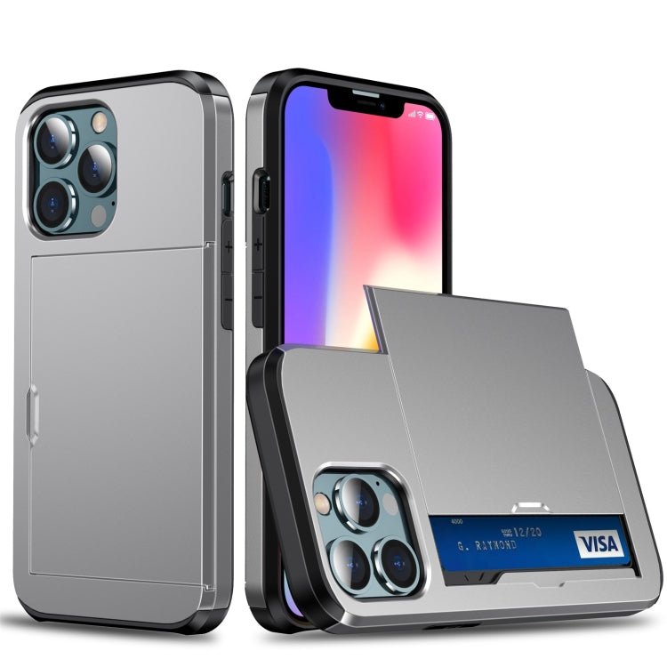Shockproof Armor Protective Case with Slide Card Slot, For iPhone 13 mini, For iPhone 13, For iPhone 13 Pro, For iPhone 13 Pro Max