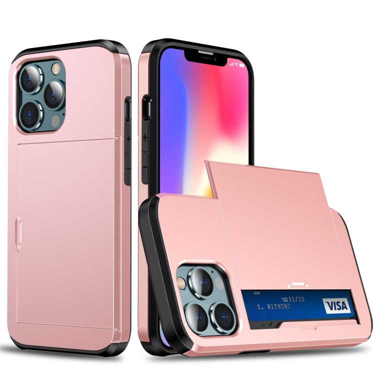 Shockproof Armor Protective Case with Slide Card Slot, For iPhone 13 mini, For iPhone 13, For iPhone 13 Pro, For iPhone 13 Pro Max