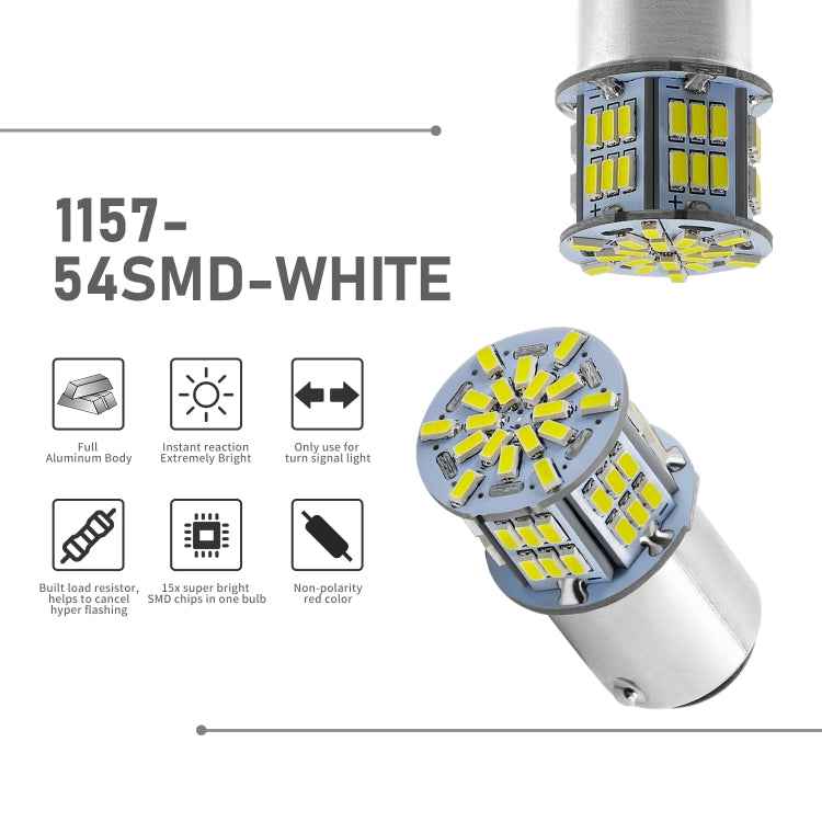 1 Pair E0052 9-14V 1157-54SMD-2835 6000K 1080LM White Light Car Decoding Brake Driving Light