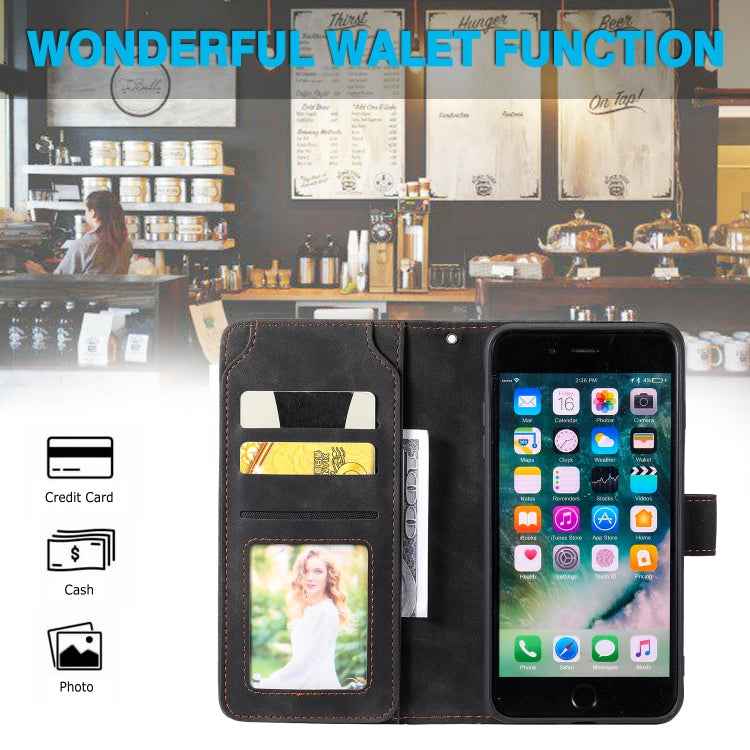 Skin Feel Business Horizontal Flip PU Leather Case with Holder & Multi-Card Slots & Wallet & Lanyard & Photo Frame, For iPhone 8 Plus / 7 Plus, For iPhone SE 2022 / SE 2020 / 8 / 7