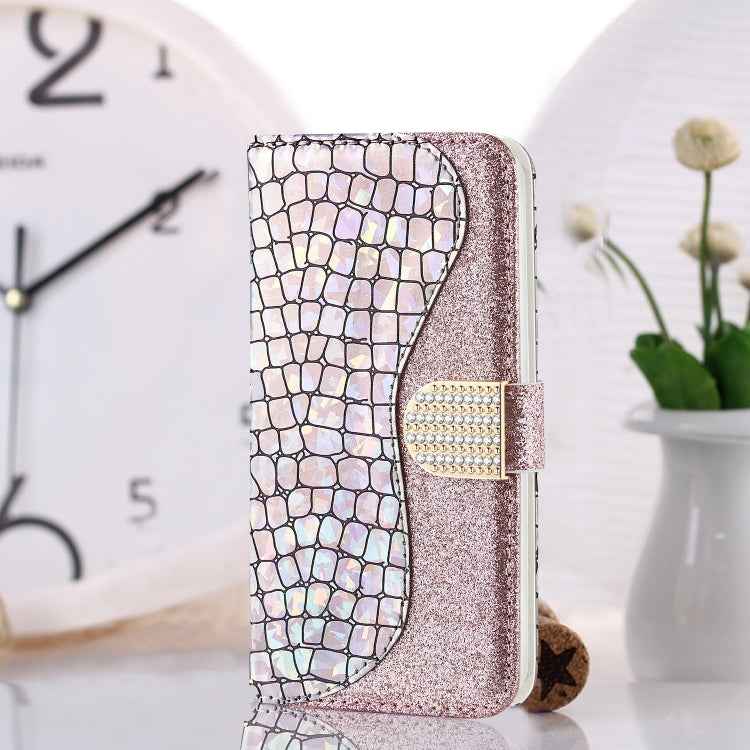 Laser Glitter Powder Matching Crocodile Texture Horizontal Flip Leather Case with Card Slots & Holder & Wallet, For iPhone 13 Pro Max, For iPhone 13 Pro, For iPhone 13, For iPhone 13 mini