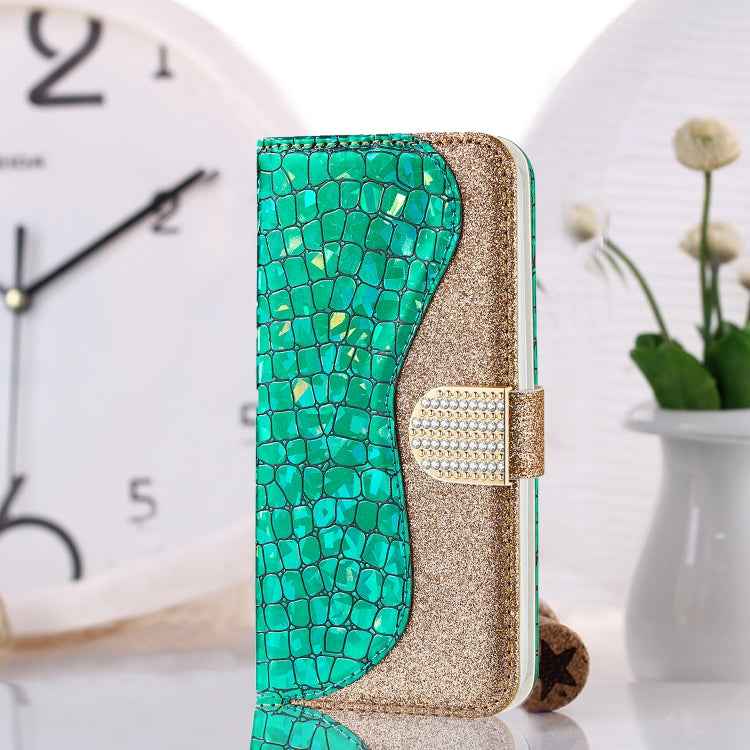 Laser Glitter Powder Matching Crocodile Texture Horizontal Flip Leather Case with Card Slots & Holder & Wallet, For iPhone 13 Pro Max, For iPhone 13 Pro, For iPhone 13, For iPhone 13 mini