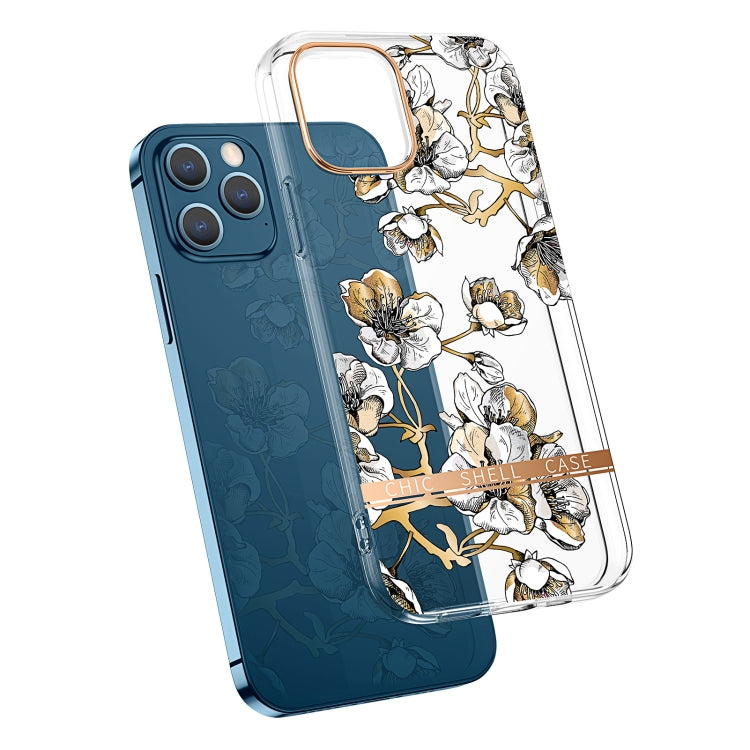High Translucent Electroplating Flower Pattern TPU + PC Shockproof Case, For iPhone 11 Pro, For iPhone 12 Pro Max, For iPhone 11, For iPhone 11 Pro Max