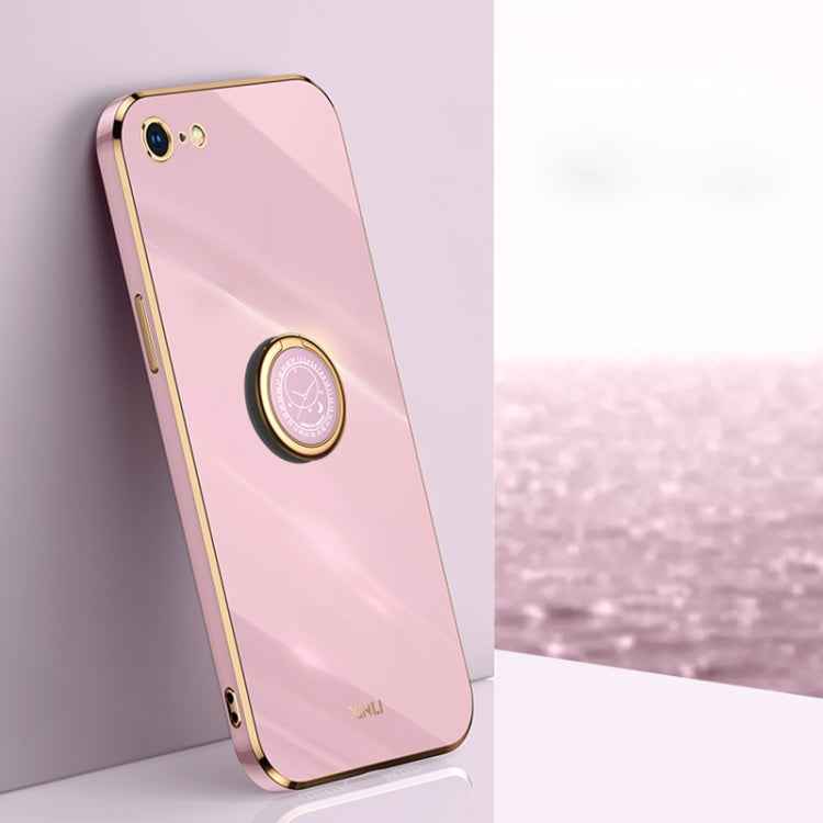 XINLI Straight Edge 6D Electroplate TPU Phone Case with Ring Holder, For iPhone 6 / 6s, For iPhone 6 Plus / 6s Plus, For iPhone 8 Plus / 7 Plus, For iPhone SE 2022 / SE 2020 / 8 / 7, For iPhone 11, For iPhone 11 Pro