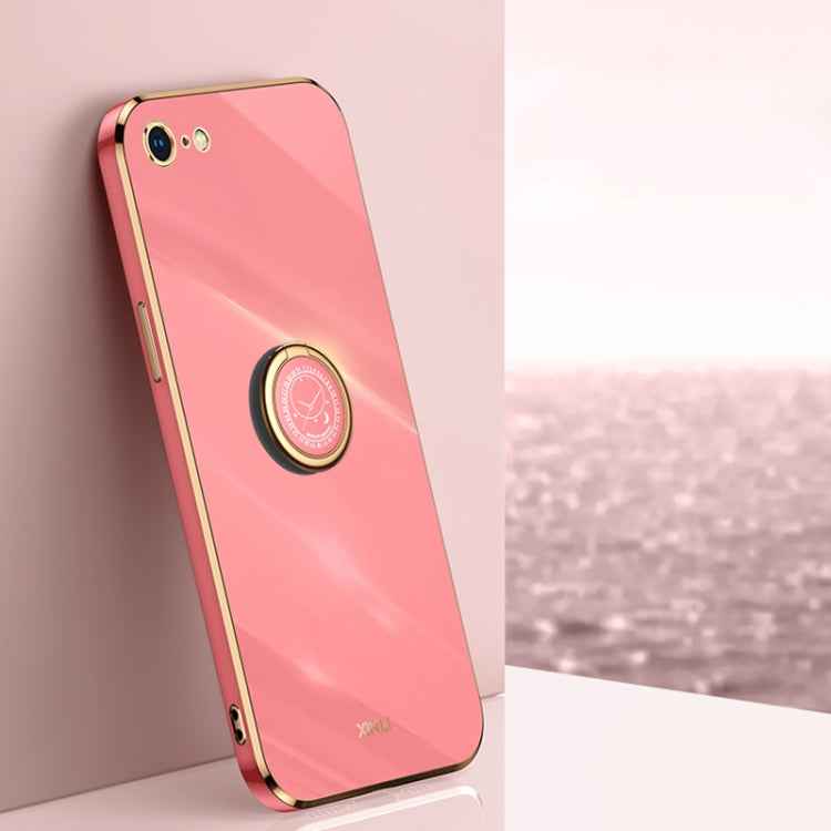 XINLI Straight Edge 6D Electroplate TPU Phone Case with Ring Holder, For iPhone 6 / 6s, For iPhone 6 Plus / 6s Plus, For iPhone 8 Plus / 7 Plus, For iPhone SE 2022 / SE 2020 / 8 / 7, For iPhone 11, For iPhone 11 Pro