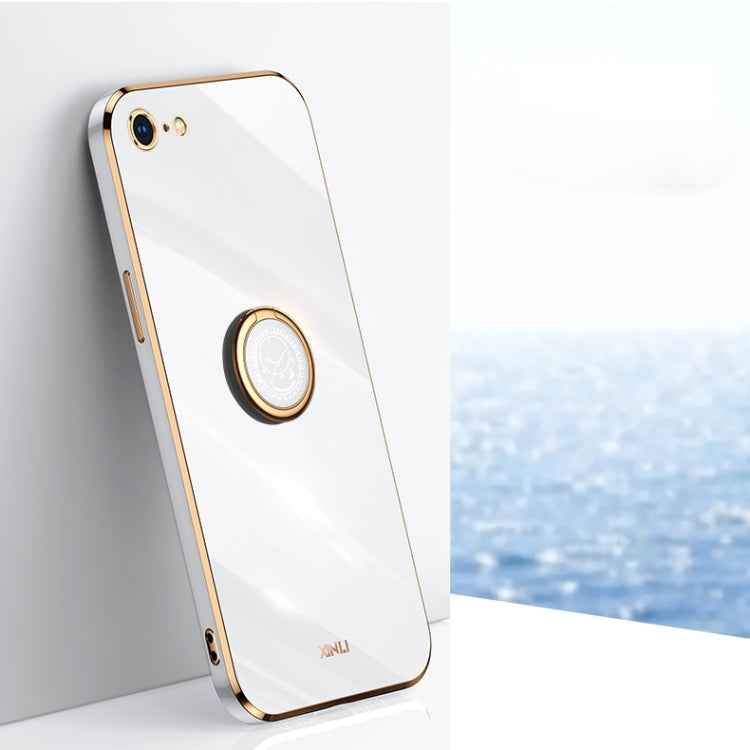 XINLI Straight Edge 6D Electroplate TPU Phone Case with Ring Holder, For iPhone 6 / 6s, For iPhone 6 Plus / 6s Plus, For iPhone 8 Plus / 7 Plus, For iPhone SE 2022 / SE 2020 / 8 / 7, For iPhone 11, For iPhone 11 Pro