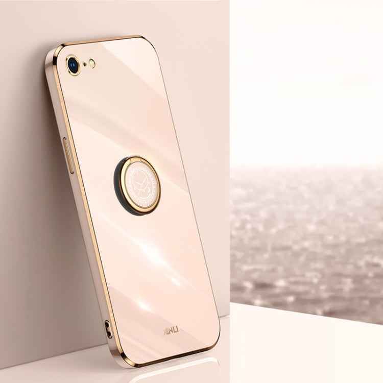 XINLI Straight Edge 6D Electroplate TPU Phone Case with Ring Holder, For iPhone 6 / 6s, For iPhone 6 Plus / 6s Plus, For iPhone 8 Plus / 7 Plus, For iPhone SE 2022 / SE 2020 / 8 / 7, For iPhone 11, For iPhone 11 Pro