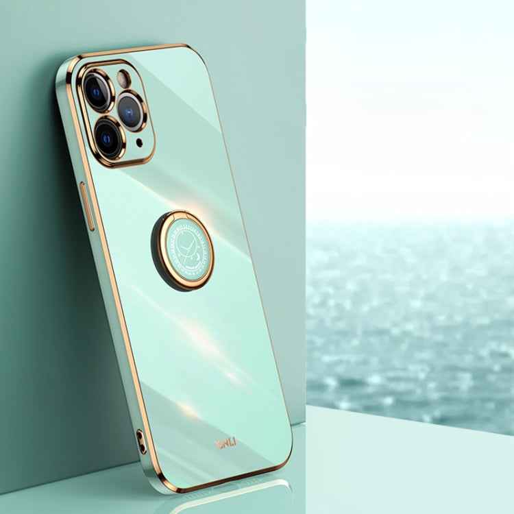 XINLI Straight Edge 6D Electroplate TPU Phone Case with Ring Holder, For iPhone 6 / 6s, For iPhone 6 Plus / 6s Plus, For iPhone 8 Plus / 7 Plus, For iPhone SE 2022 / SE 2020 / 8 / 7, For iPhone 11, For iPhone 11 Pro