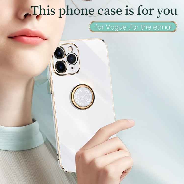 XINLI Straight Edge 6D Electroplate TPU Phone Case with Ring Holder, For iPhone 11 Pro Max, For iPhone 12, For iPhone 12 mini, For iPhone 12 Pro, For iPhone 12 Pro Max, For iPhone X
