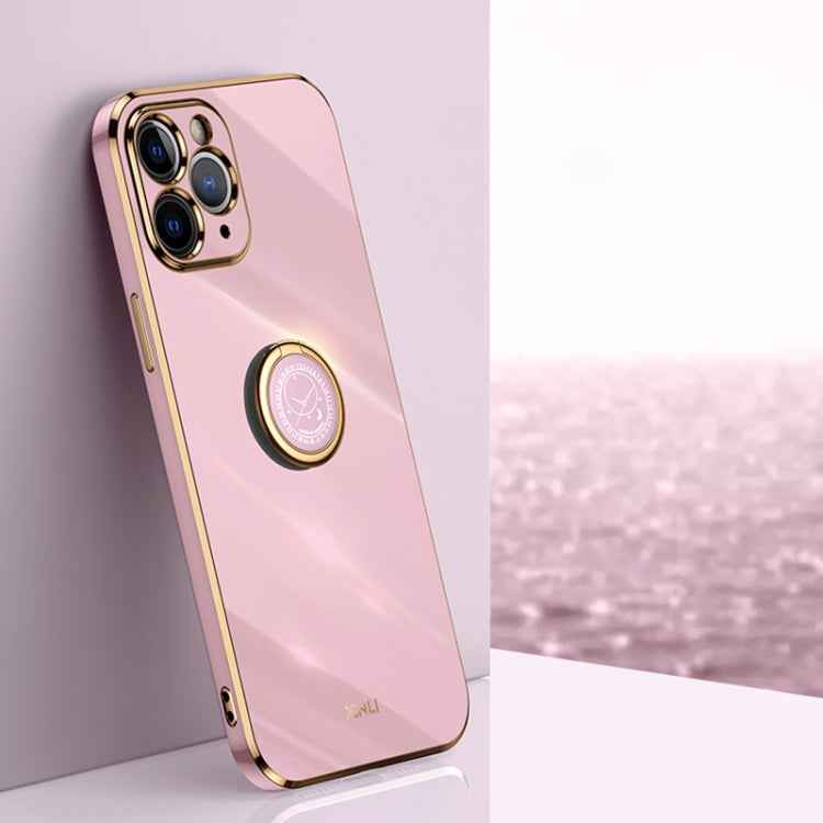 XINLI Straight Edge 6D Electroplate TPU Phone Case with Ring Holder, For iPhone 11 Pro Max, For iPhone 12, For iPhone 12 mini, For iPhone 12 Pro, For iPhone 12 Pro Max, For iPhone X