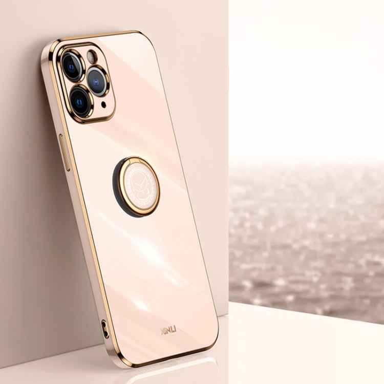 XINLI Straight Edge 6D Electroplate TPU Phone Case with Ring Holder, For iPhone 11 Pro Max, For iPhone 12, For iPhone 12 mini, For iPhone 12 Pro, For iPhone 12 Pro Max, For iPhone X